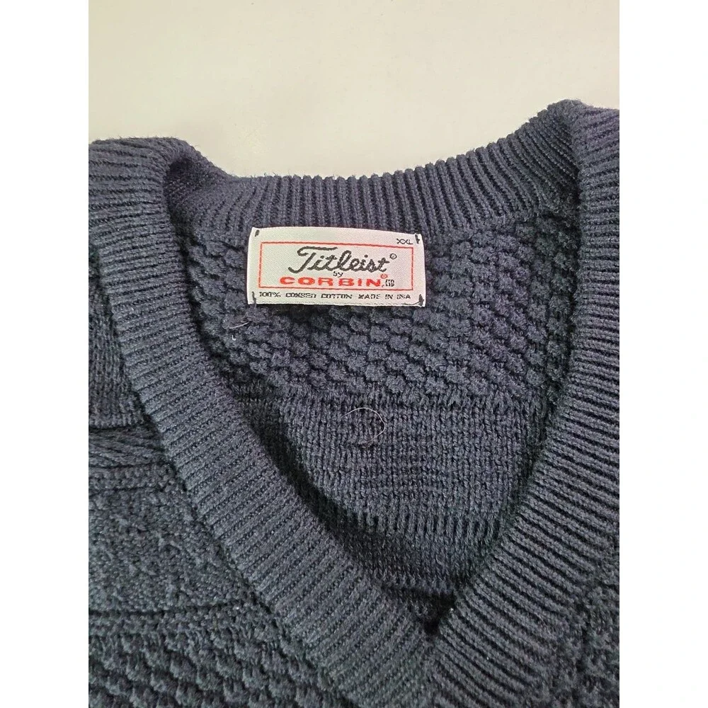Vintage Titleist By Corbin Cotton Cable Kint Sweater Mens Large Black 2XL